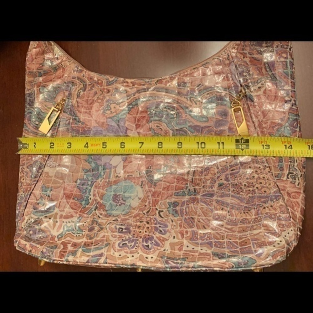 Vintage 80’s PINKY croc embossed marbleized leather bag pastel pink purple EUC - Picture 10 of 12